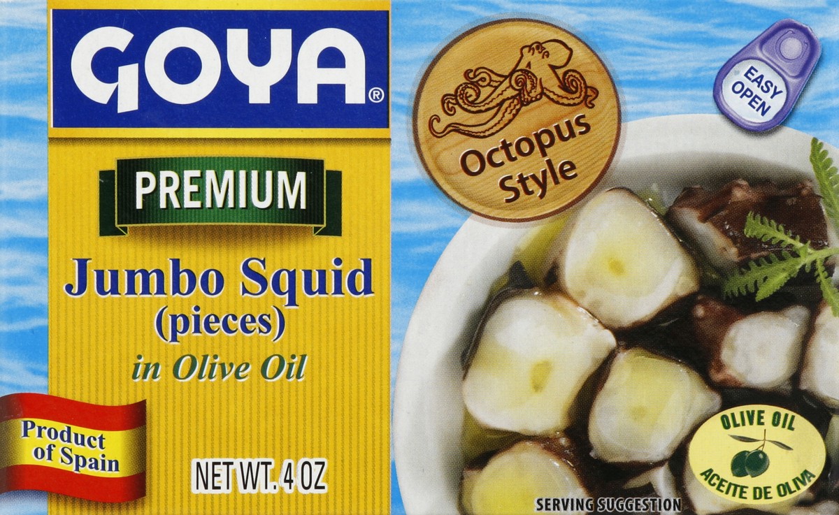 slide 1 of 6, Goya Squid Pieces Jumbo In Olive Oil - 4 Oz, 4 oz