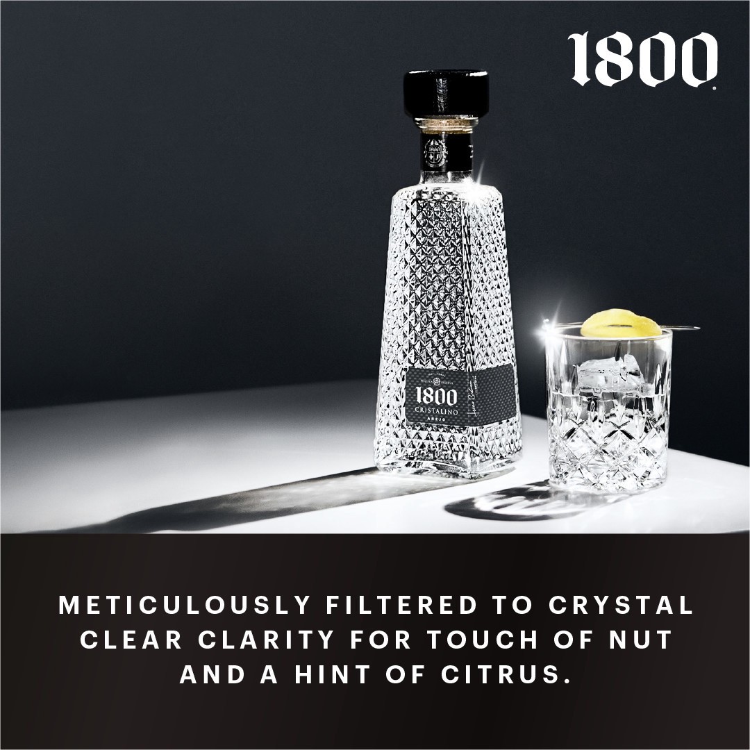 slide 2 of 10, 1800 Tequila Cristalino with Coup Glass 80 Proof (750 ml), 750 ml