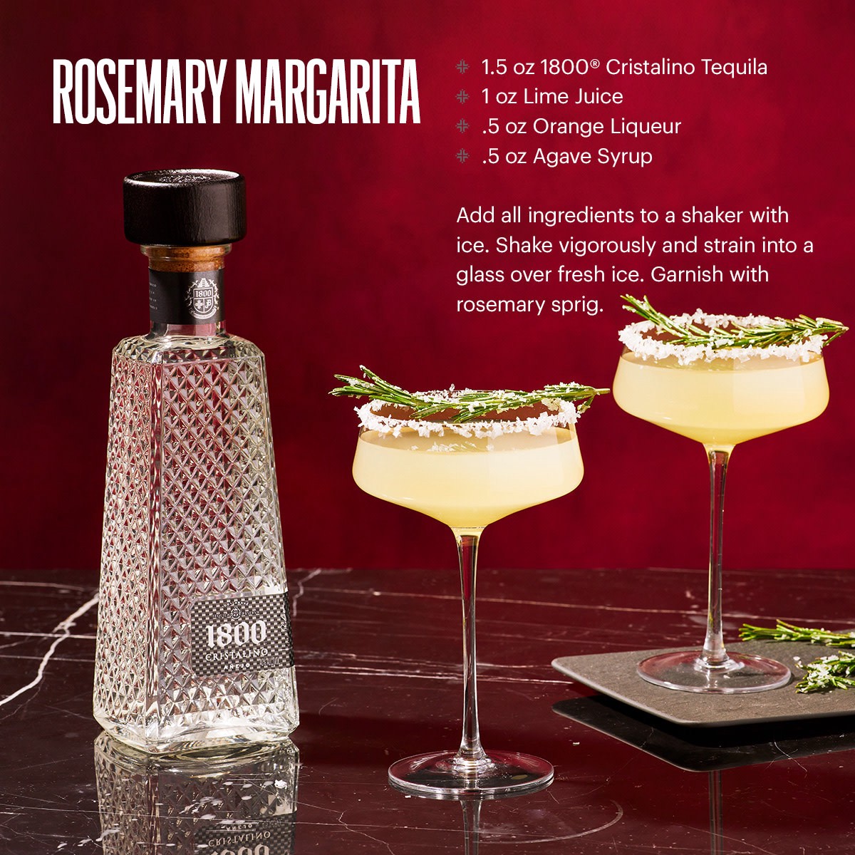 slide 5 of 10, 1800 Tequila Cristalino with Coup Glass 80 Proof (750 ml), 750 ml