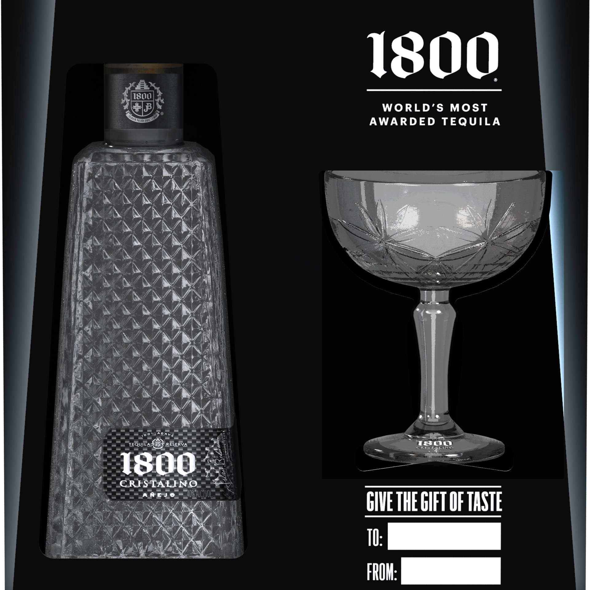 slide 6 of 10, 1800 Tequila Cristalino with Coup Glass 80 Proof (750 ml), 750 ml
