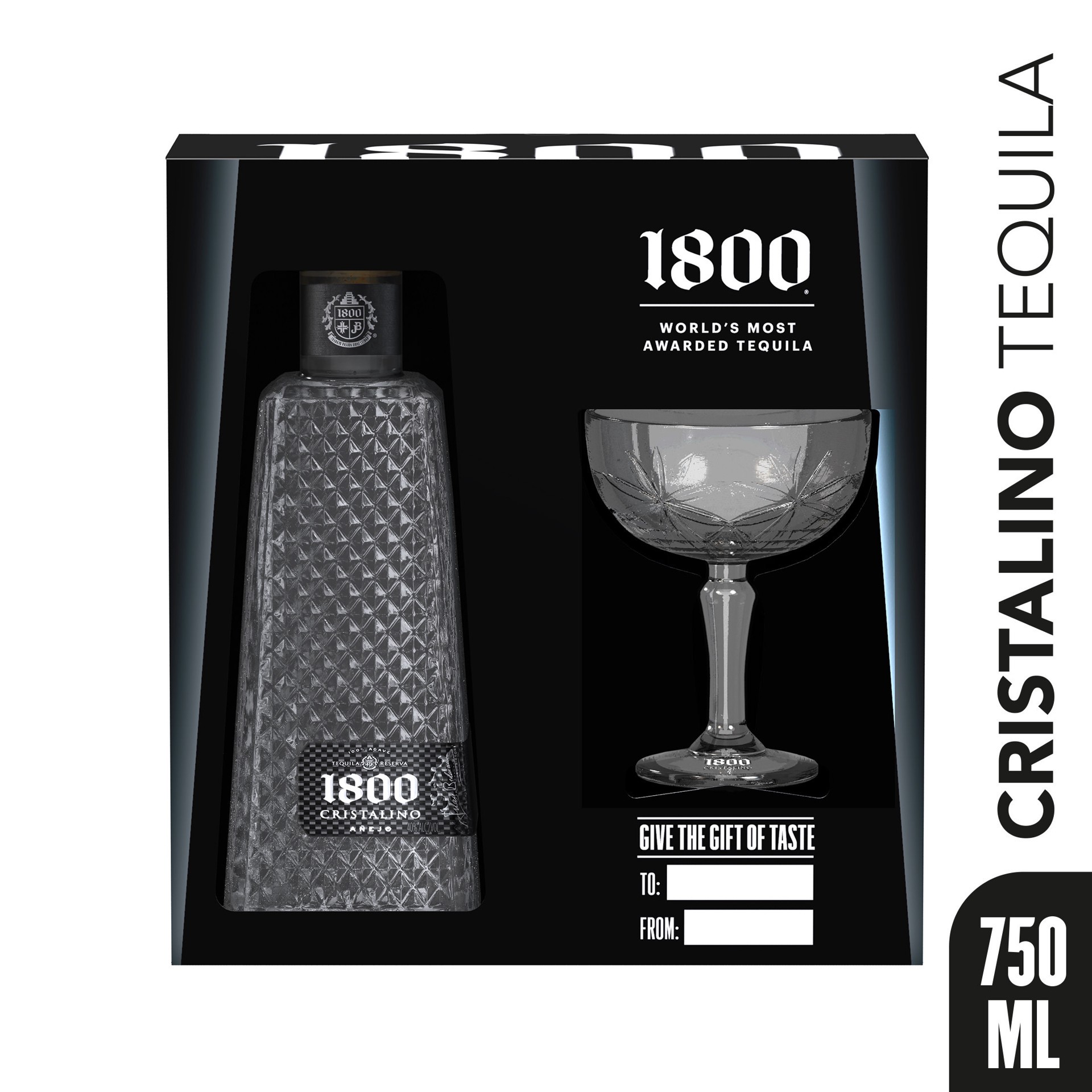slide 1 of 10, 1800 Tequila Cristalino with Coup Glass 80 Proof (750 ml), 750 ml