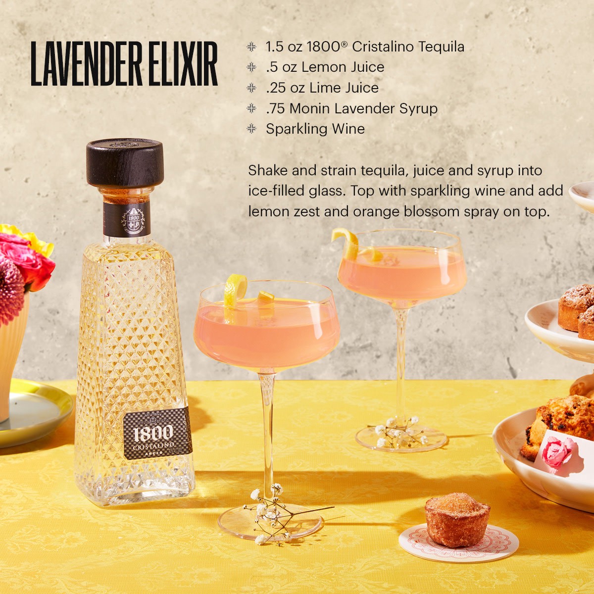 slide 4 of 10, 1800 Tequila Cristalino with Coup Glass 80 Proof (750 ml), 750 ml