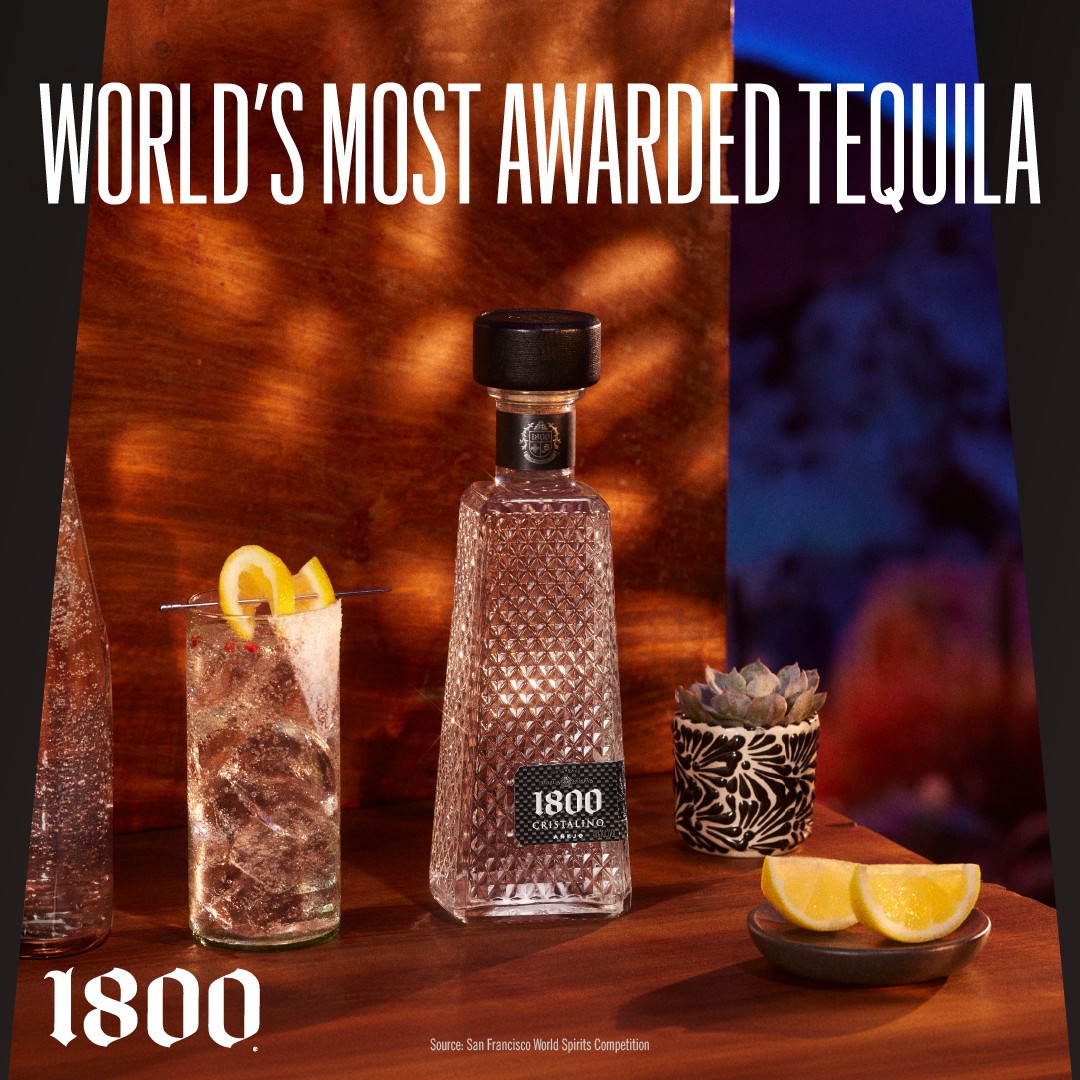 slide 3 of 10, 1800 Tequila Cristalino with Coup Glass 80 Proof (750 ml), 750 ml