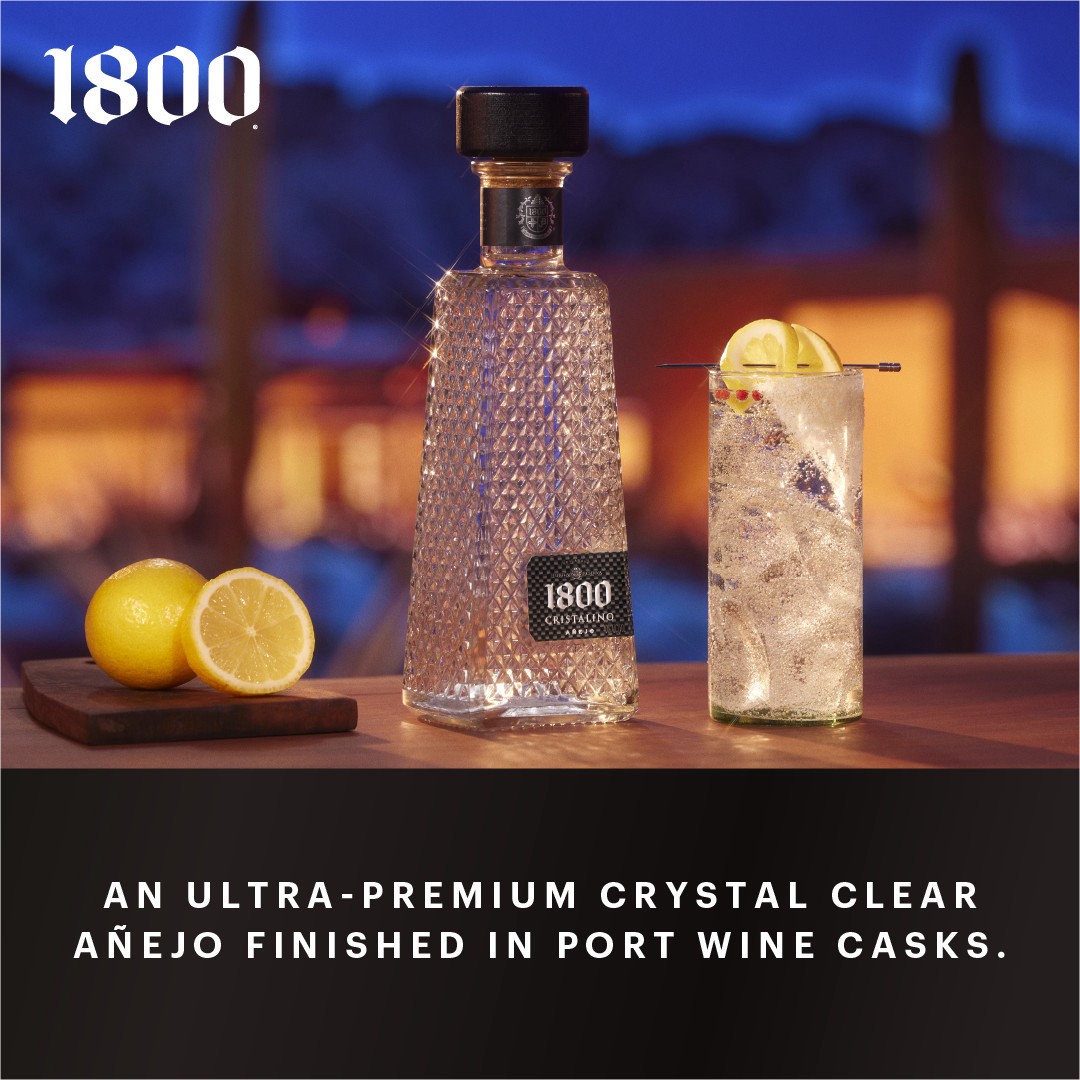slide 8 of 10, 1800 Tequila Cristalino with Coup Glass 80 Proof (750 ml), 750 ml