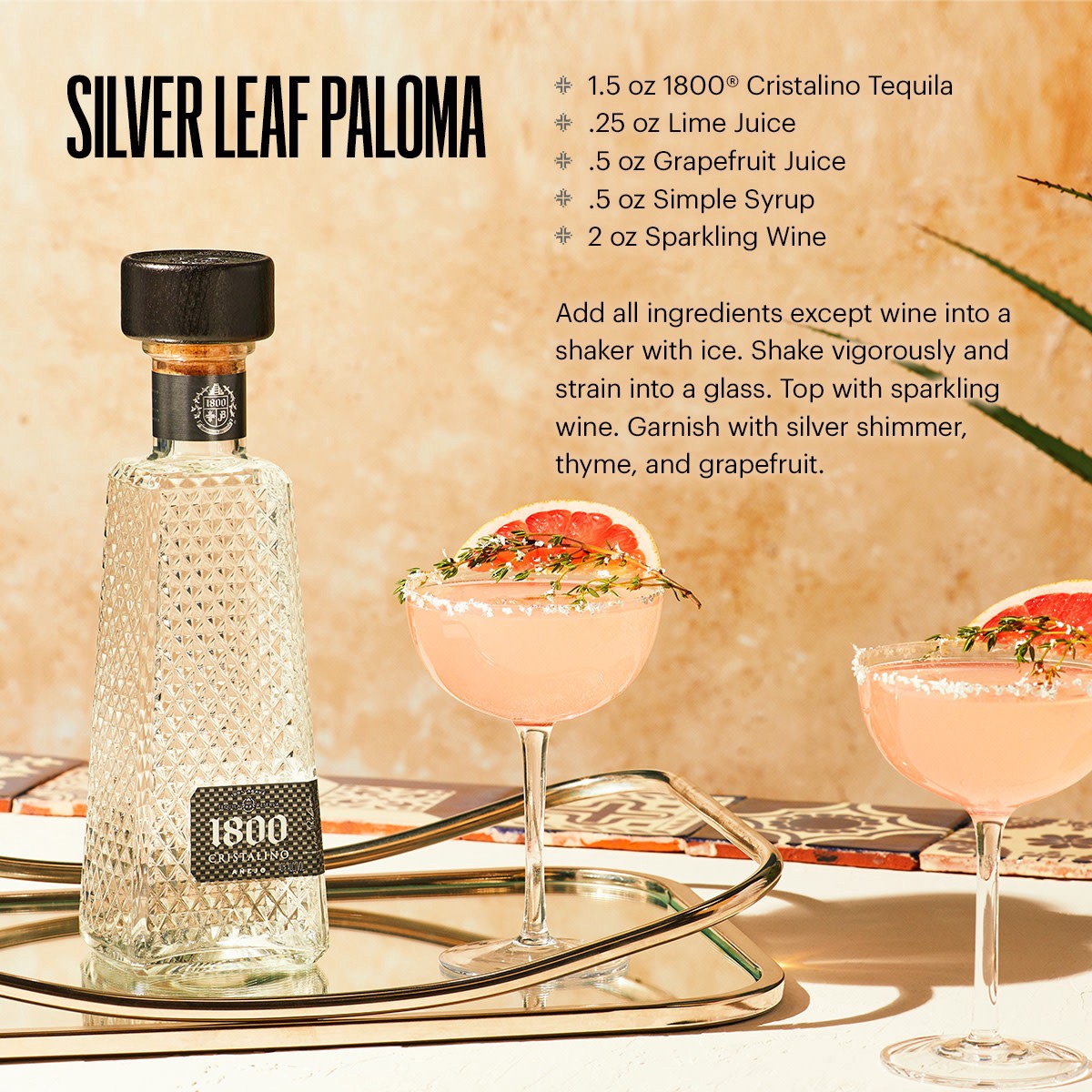 slide 7 of 10, 1800 Tequila Cristalino with Coup Glass 80 Proof (750 ml), 750 ml