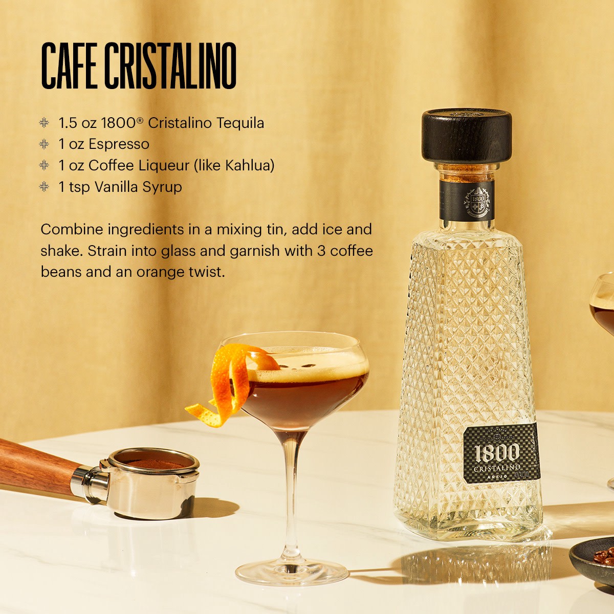 slide 9 of 10, 1800 Tequila Cristalino with Coup Glass 80 Proof (750 ml), 750 ml