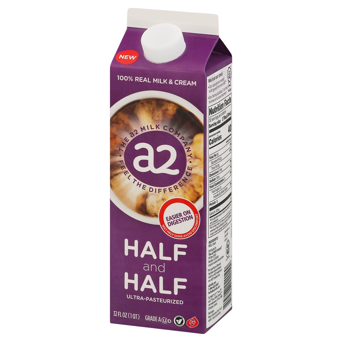 slide 3 of 9, A2 Milk A2 Half And Half Creamer, 32 fl oz