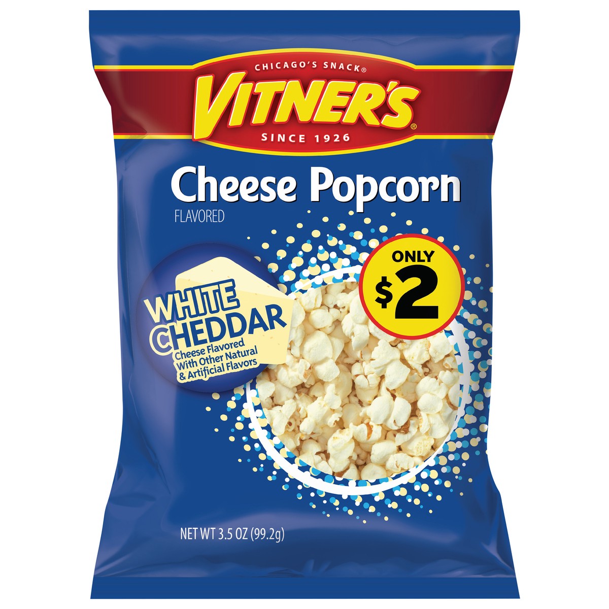 slide 1 of 1, Vitner's 3.5 oz Vitner's White Cheddar Popcorn, 3.5 oz