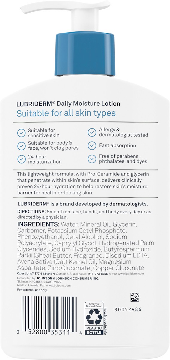 slide 2 of 7, Lubriderm Daily Moisture Lotion + Pro-Ceramide, 10 Fl. Oz, 10 fl oz