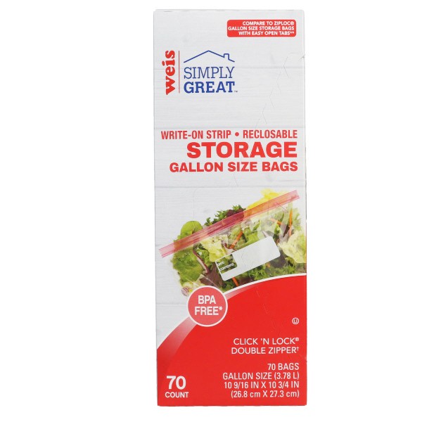 slide 1 of 1, Gallon Reclosable Zipper 70CT Storage Bag, 70 ct