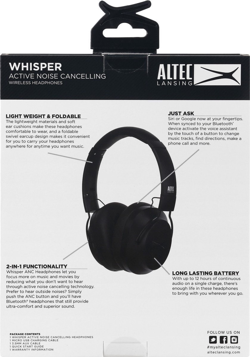 slide 3 of 9, Altec Lansing Whisper Wireless Bluetooth Headphones 1 ea, 1 ct
