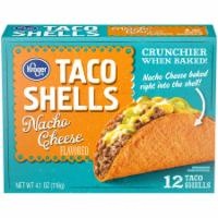 slide 1 of 1, Kroger Nacho Cheese Flavored Taco Shells, 12 ct