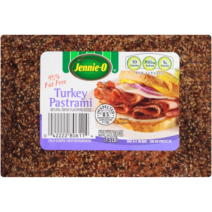 slide 1 of 6, Jennie-O 95% Fat Free Turkey Pastrami, 24 oz