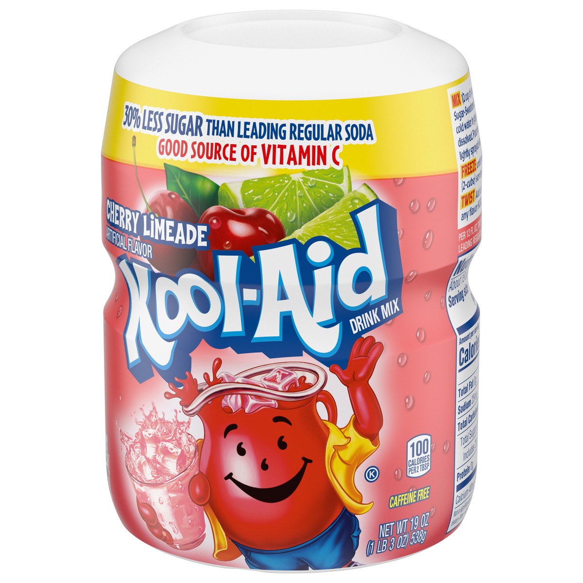 slide 6 of 9, Kool-Aid Sugar-Sweetened Cherry Limeade Artificially Flavored Powdered Soft Drink Mix, 19 oz Canister, 19 oz