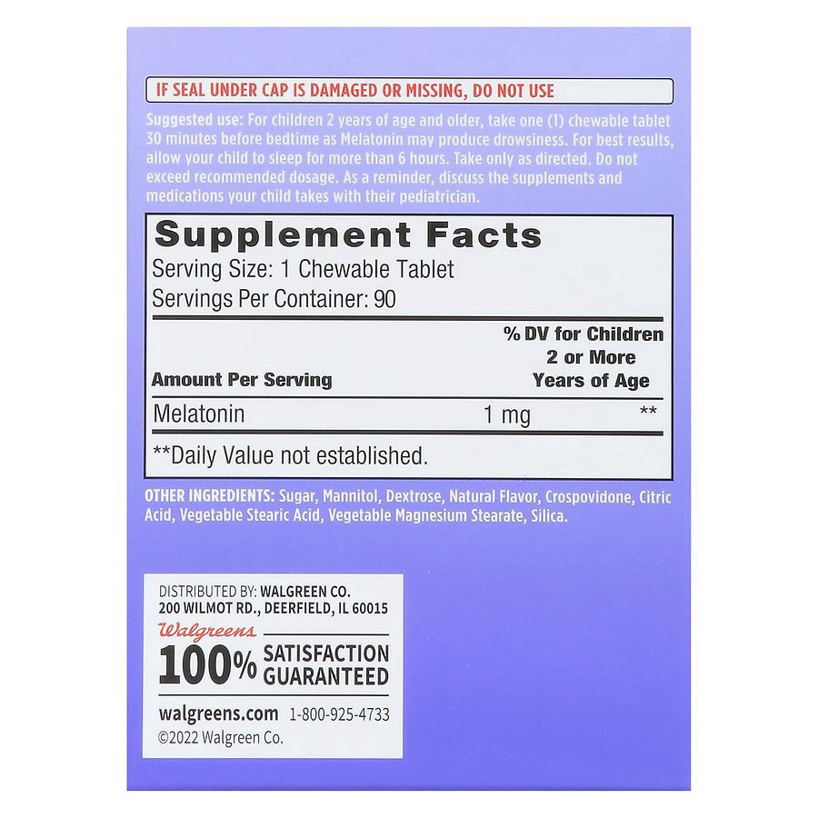 slide 3 of 5, Walgreens Children's Melatonin Chewable Tablets, 90 ct