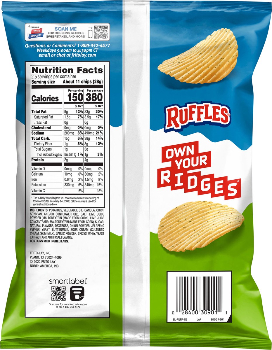 slide 6 of 8, Ruffles Potato Chips Lime & Jalapeno Flavored 2 1/2 Oz, 2.5 oz