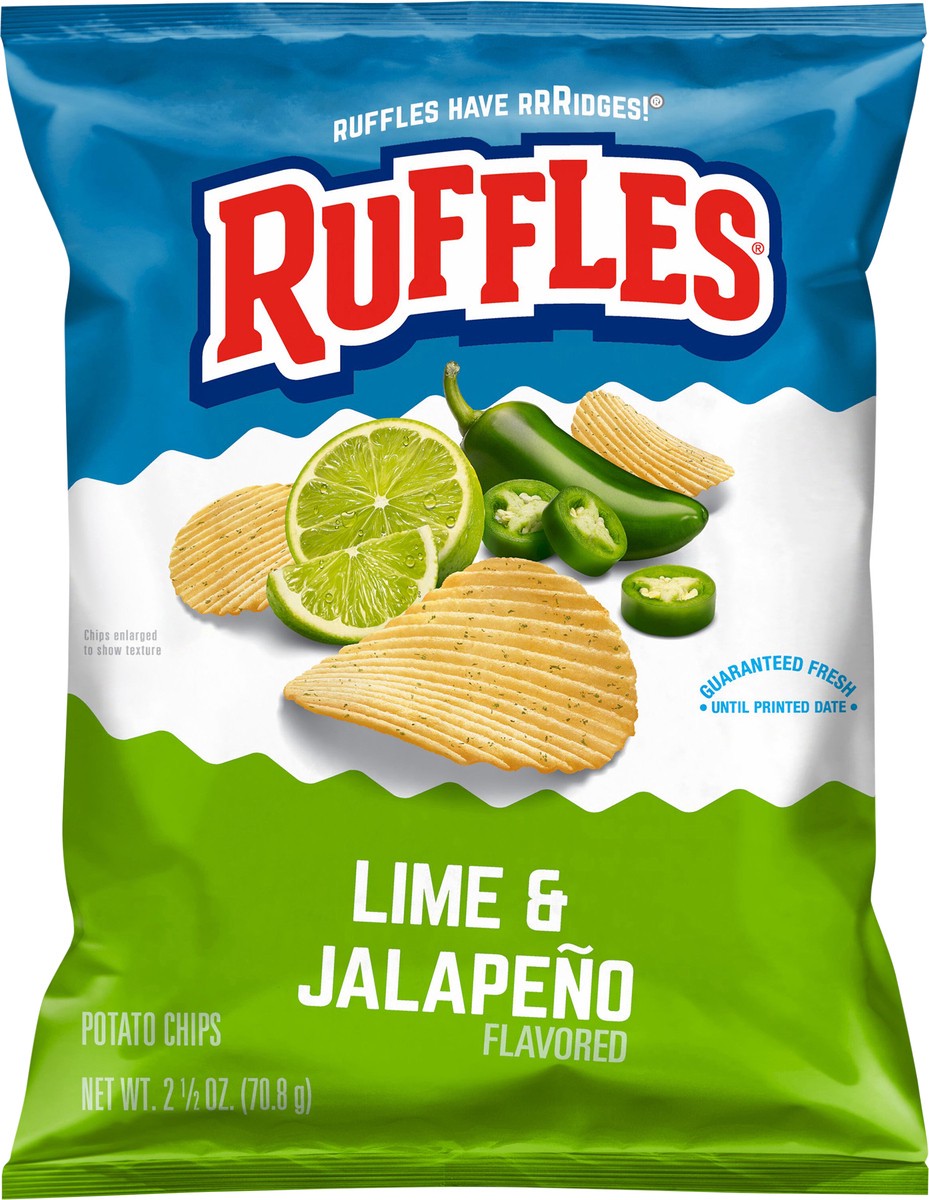 slide 5 of 8, Ruffles Potato Chips Lime & Jalapeno Flavored 2 1/2 Oz, 2.5 oz