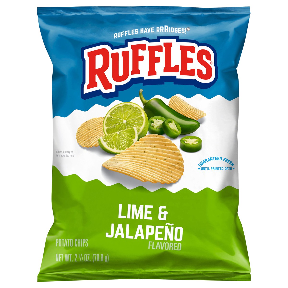 slide 2 of 8, Ruffles Potato Chips Lime & Jalapeno Flavored 2 1/2 Oz, 2.5 oz