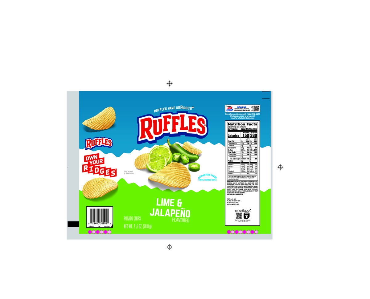 slide 8 of 8, Ruffles Potato Chips Lime & Jalapeno Flavored 2 1/2 Oz, 2.5 oz