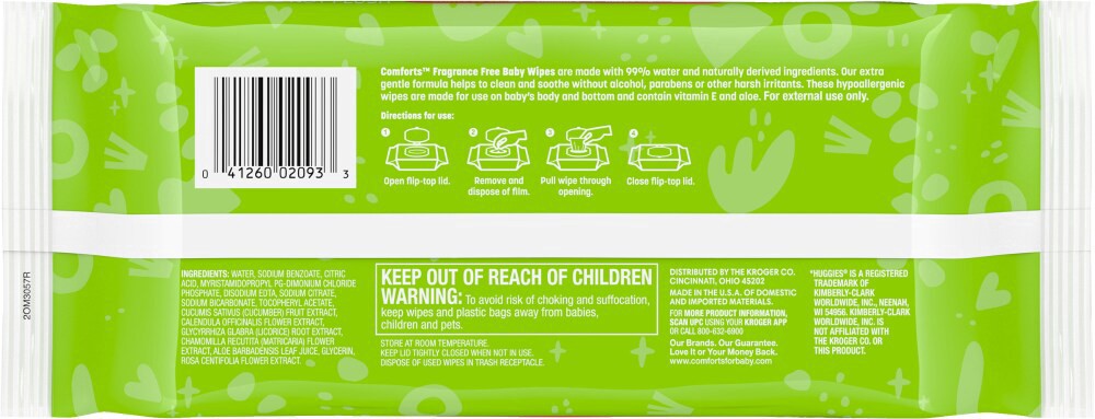 slide 2 of 2, Comforts Fragrance Free Baby Wipes, 72 ct