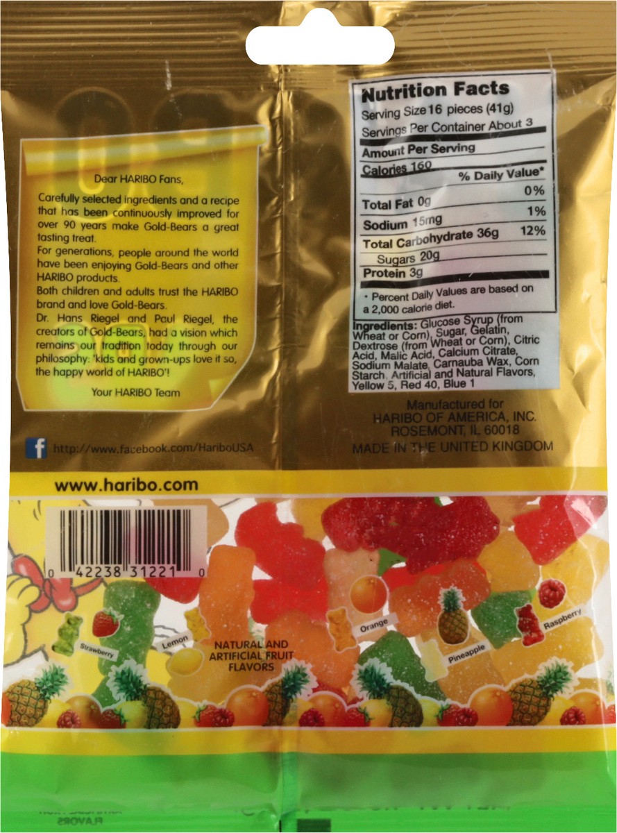 slide 8 of 12, Haribo Gold-Bears Sour Gummi Candy 4.5 oz, 4.5 oz