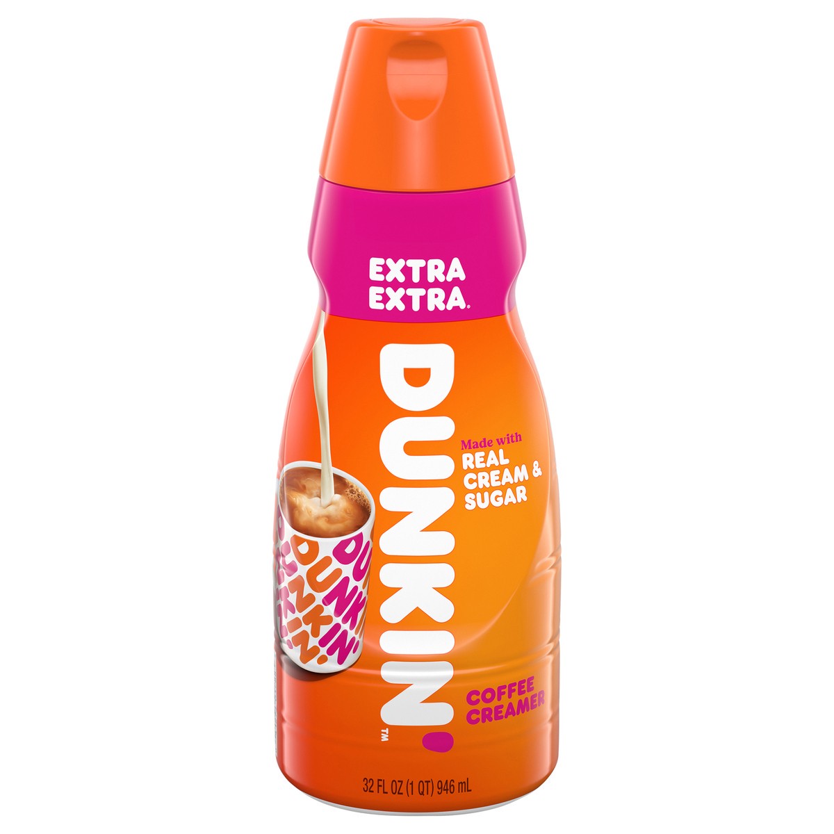 slide 1 of 5, Dunkin' Extra Extra Coffee Creamer, 32 FL OZ Bottle, 32 fl oz