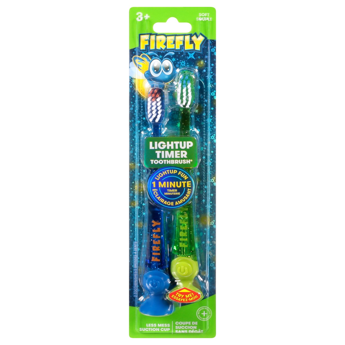 slide 1 of 10, Firefly Lightup Timer Toothbrushes Soft, 2 ct