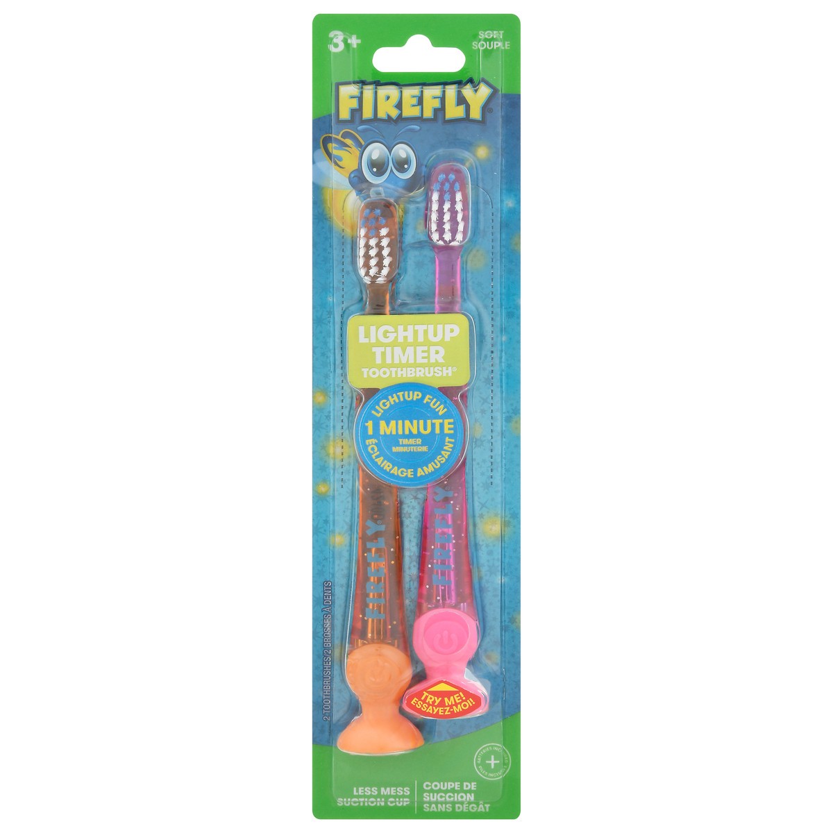 slide 1 of 10, Firefly Soft Lightup Timer Toothbrushes 2 ea, 2 ct