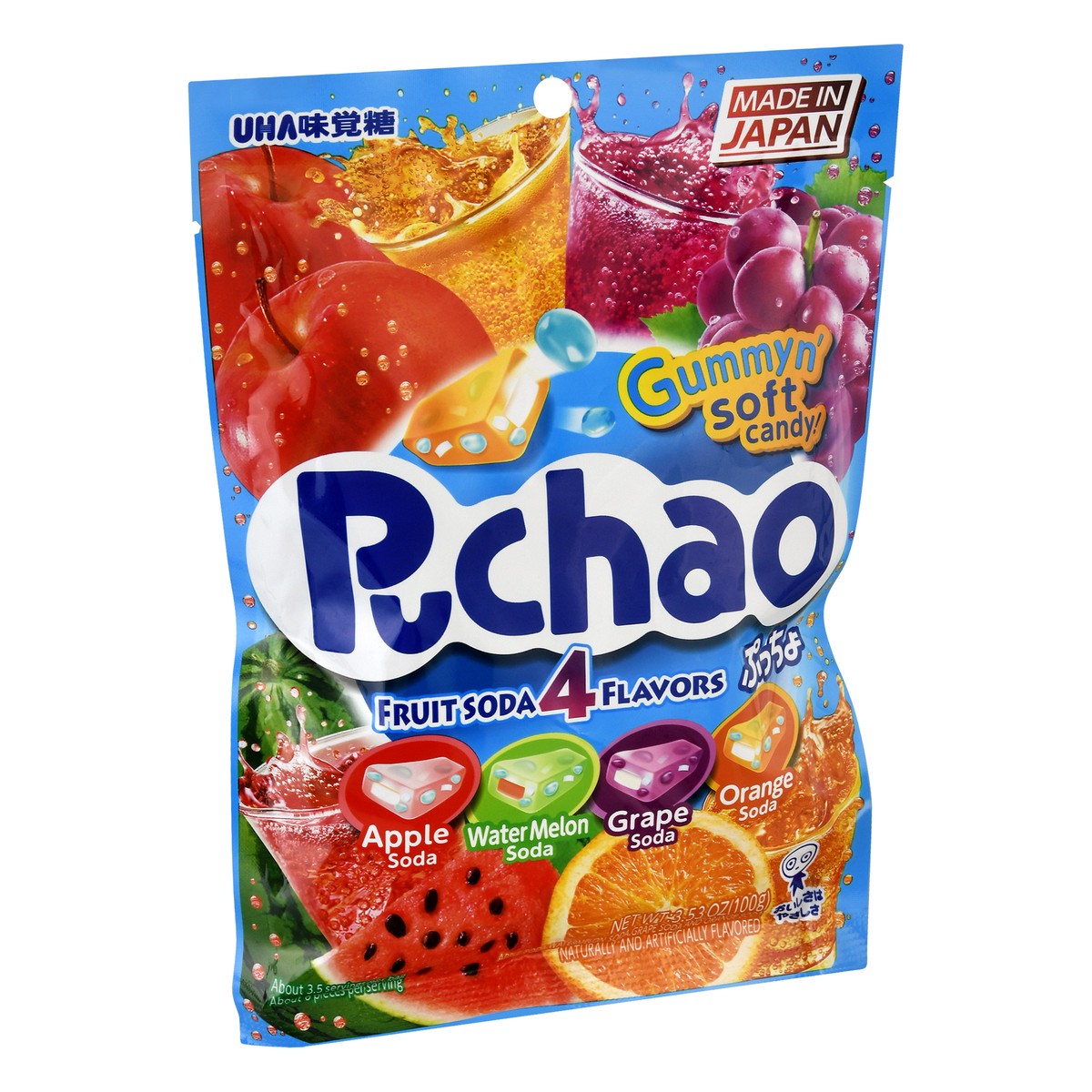 slide 4 of 9, Puchao 4 Flavors Fruit Soda Candy 3.53 oz, 3.53 oz