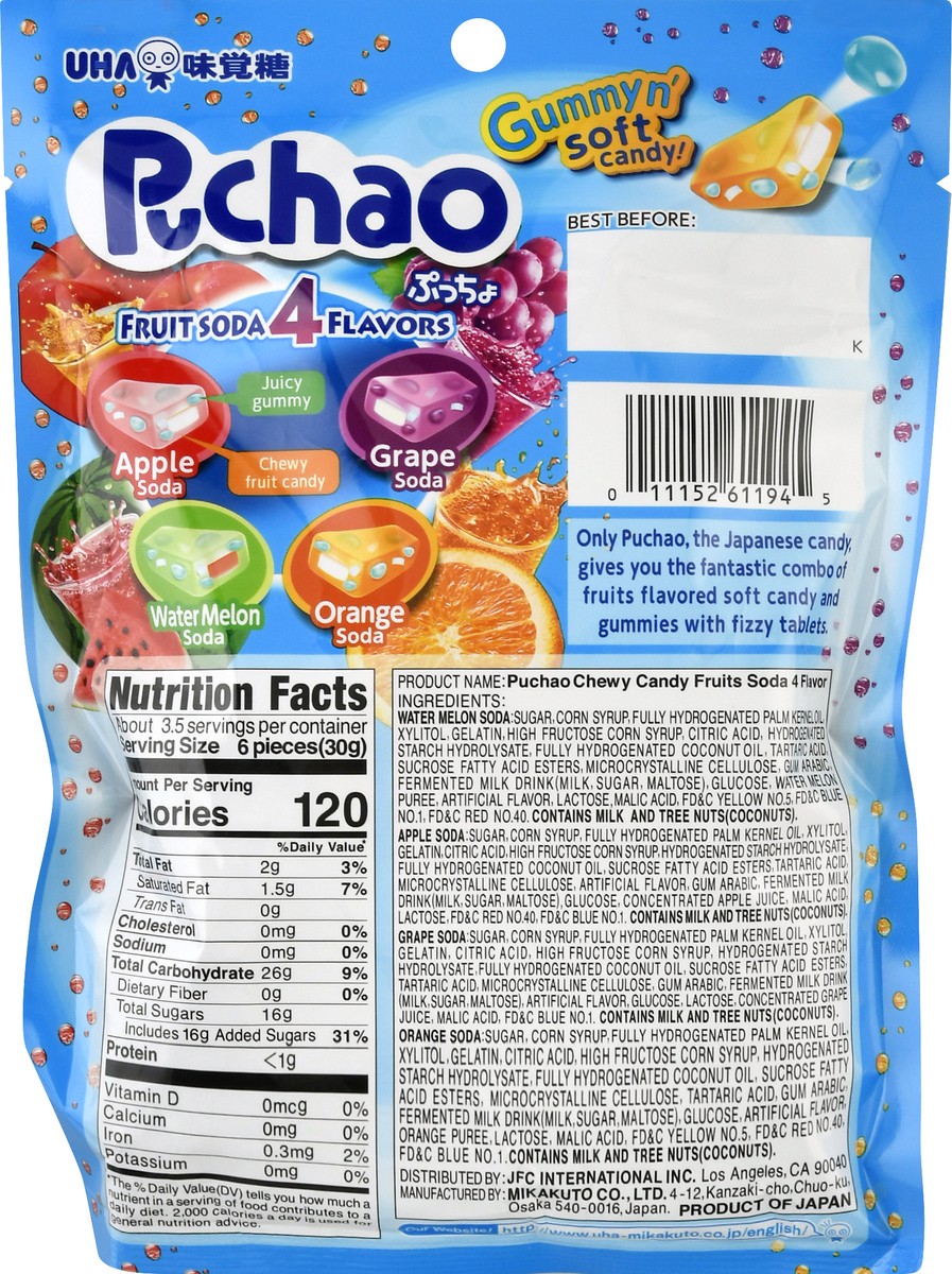 slide 7 of 9, Puchao 4 Flavors Fruit Soda Candy 3.53 oz, 3.53 oz