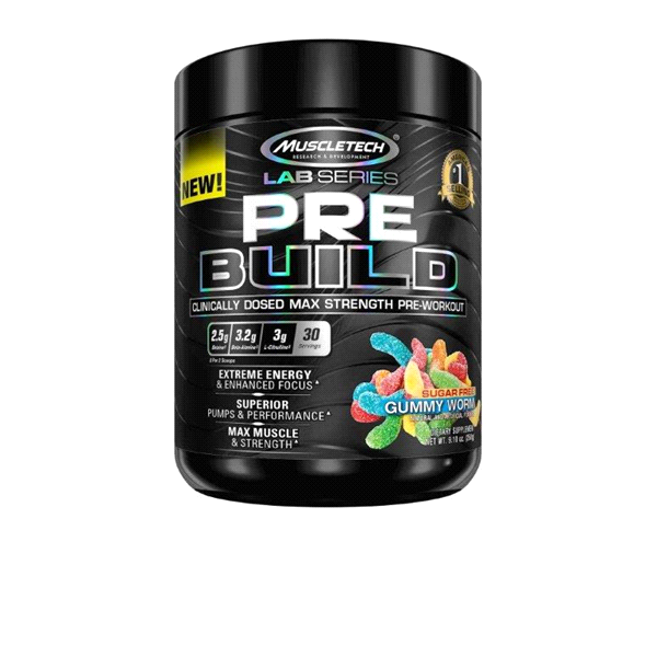 slide 1 of 1, MuscleTech Lab Series Pre Build Powder, Gummy Worm,., 60 lb