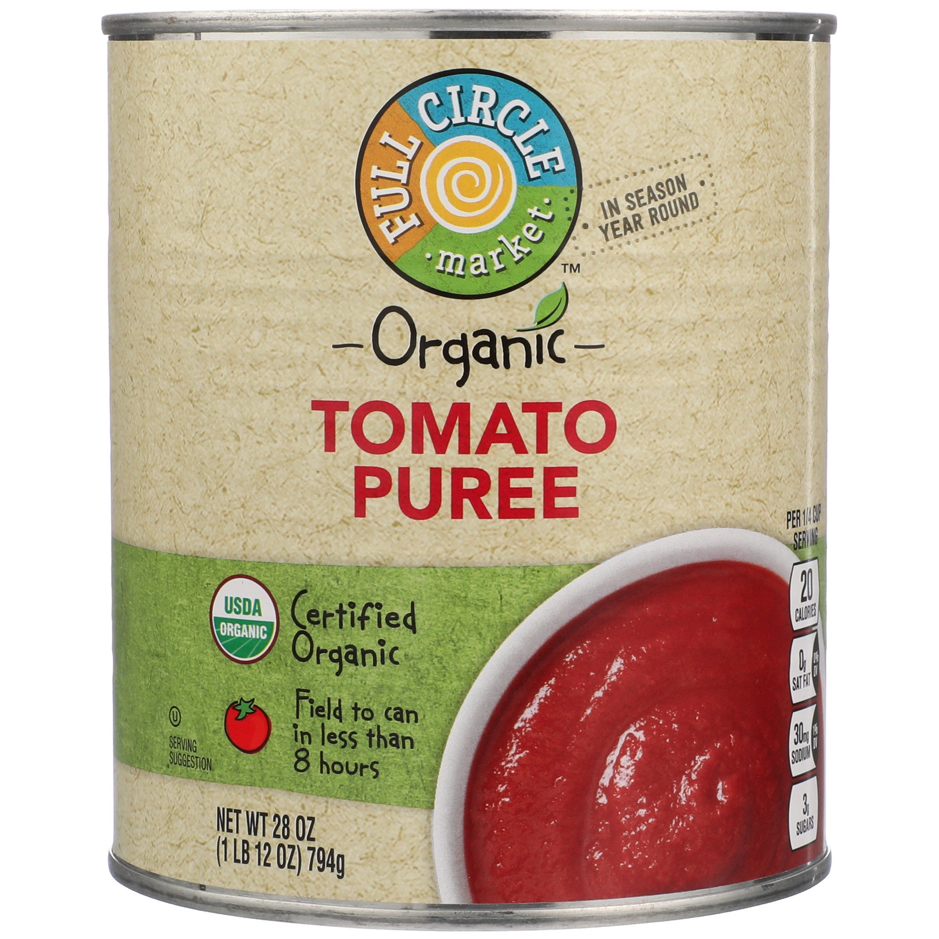slide 1 of 6, Full Circle Market Tomato Puree, 28 oz
