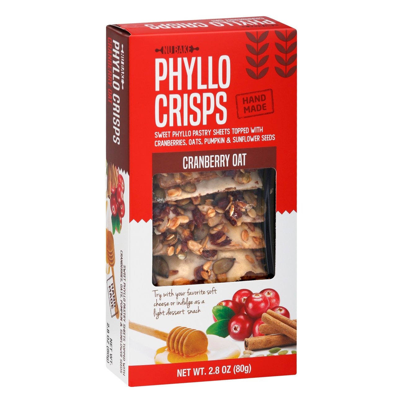 slide 1 of 1, NU Bake Cranberry Oat Phyllo Crisps 2.8 oz, 2.8 oz