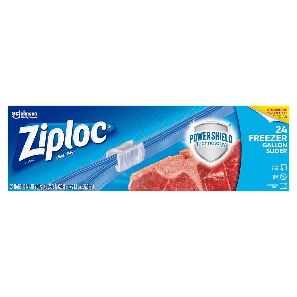 slide 5 of 8, Ziploc Freezer Bags, Gallon Size Reusable Slider Bags, Power Shield Technology, 24 Count, 24 ct
