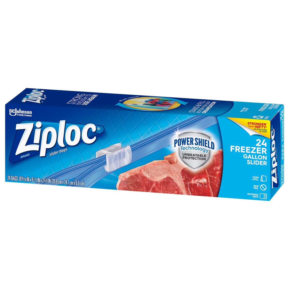 slide 7 of 8, Ziploc Freezer Bags, Gallon Size Reusable Slider Bags, Power Shield Technology, 24 Count, 24 ct