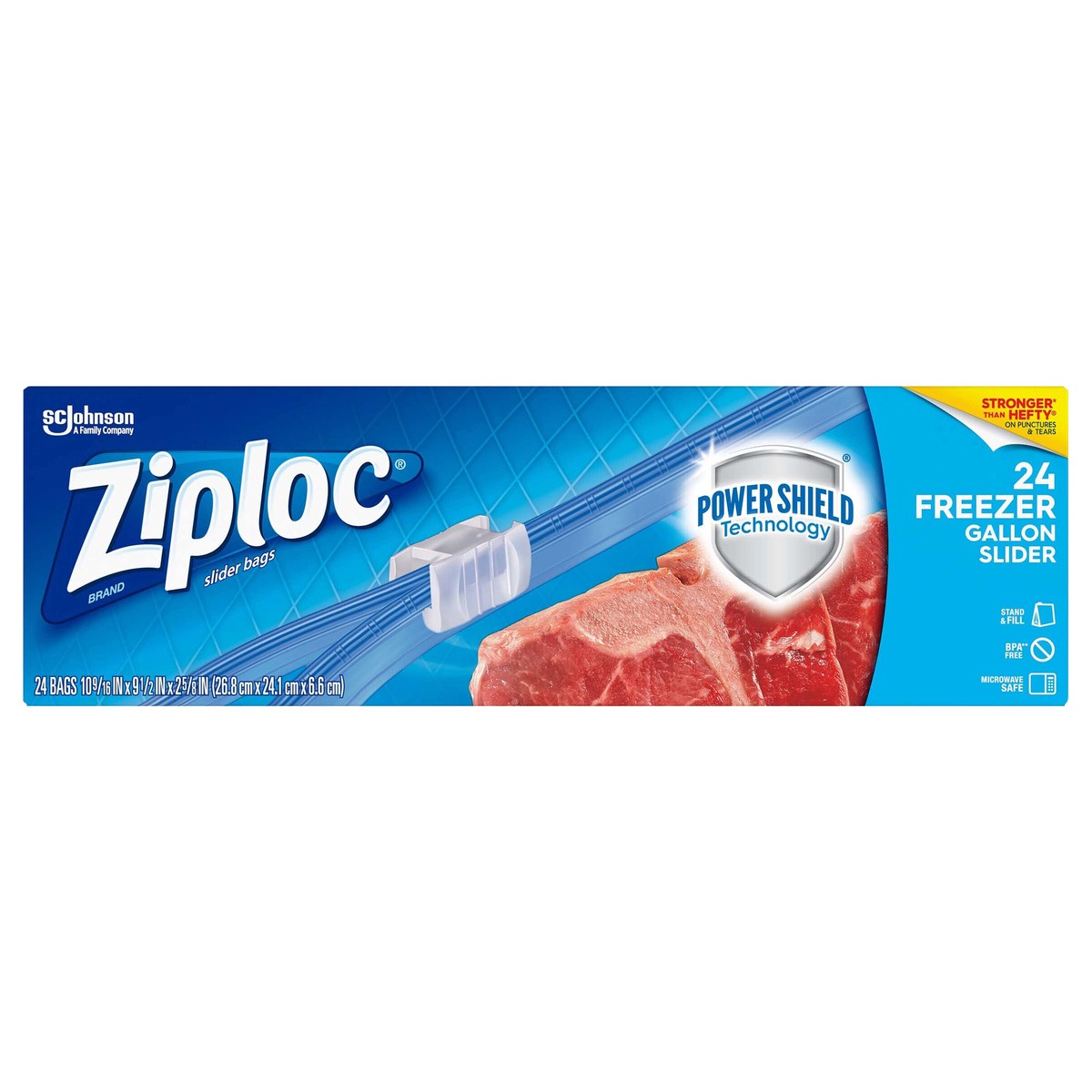 slide 1 of 8, Ziploc Freezer Bags, Gallon Size Reusable Slider Bags, Power Shield Technology, 24 Count, 24 ct