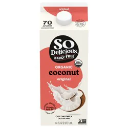 So Delicious Dairy Free Organic Coconutmilk, Original, Vegan, Gluten Free, Lactose Free Plant Based Milk Alternative, 64 fl oz Carton