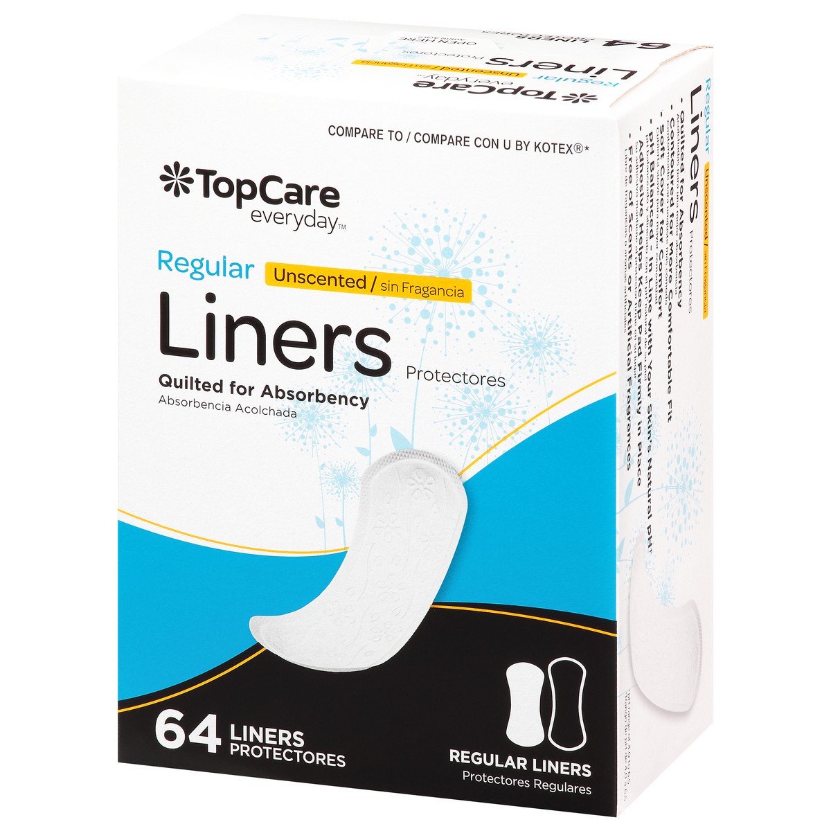 slide 12 of 18, Topcare Everyday Regular Unscented Liners 64 ea, 64 ct