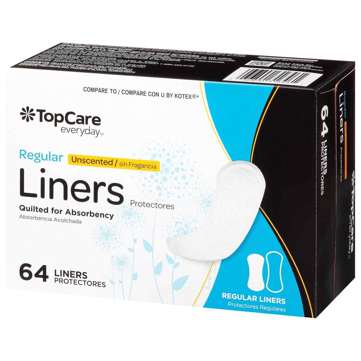 slide 6 of 18, Topcare Everyday Regular Unscented Liners 64 ea, 64 ct