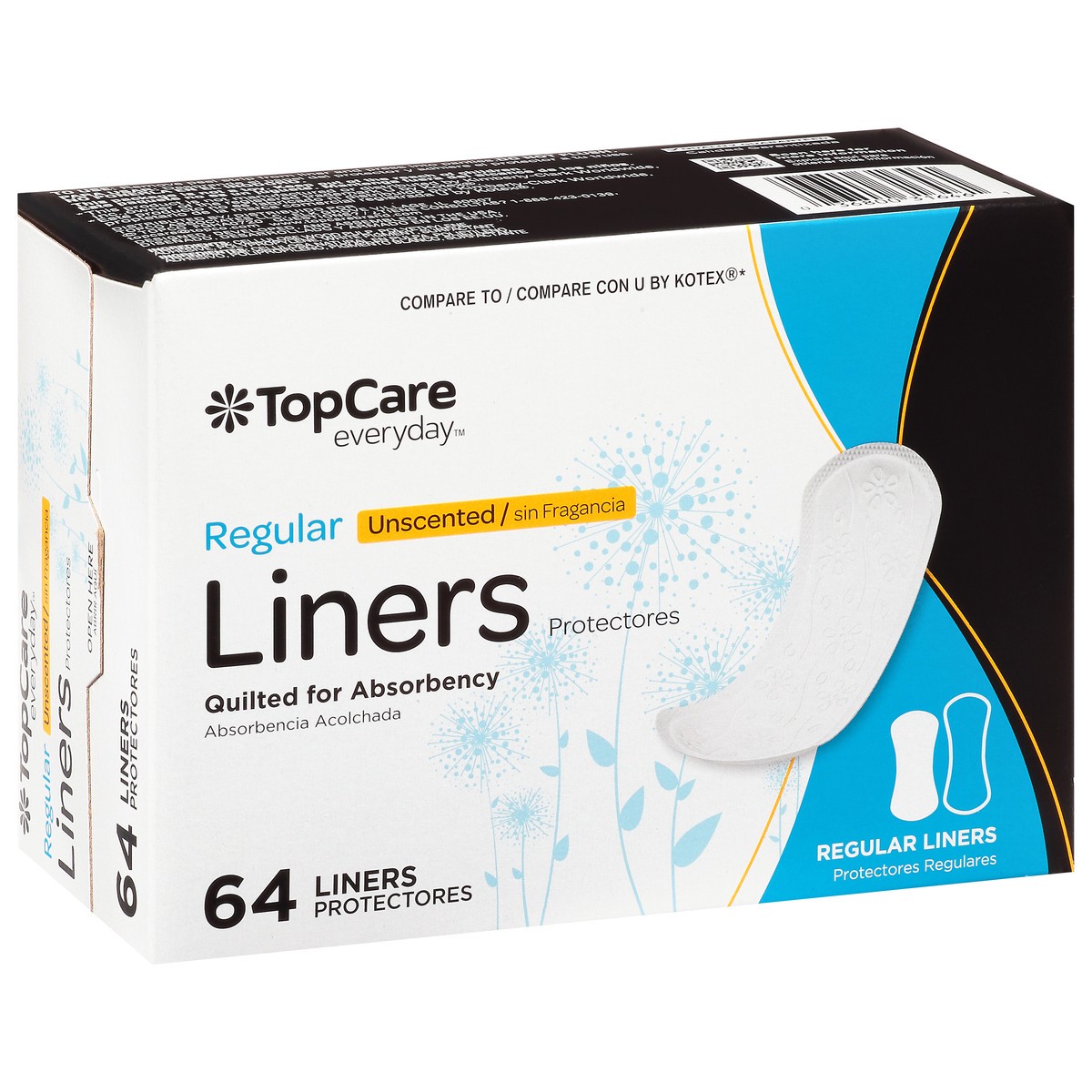 slide 16 of 18, Topcare Everyday Regular Unscented Liners 64 ea, 64 ct