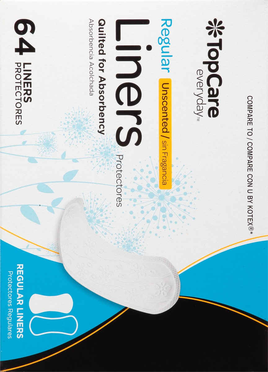 slide 7 of 18, Topcare Everyday Regular Unscented Liners 64 ea, 64 ct