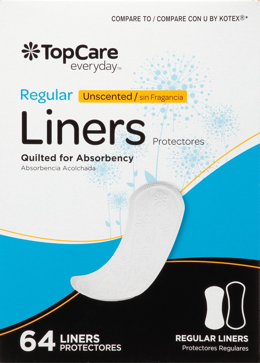 slide 14 of 18, Topcare Everyday Regular Unscented Liners 64 ea, 64 ct