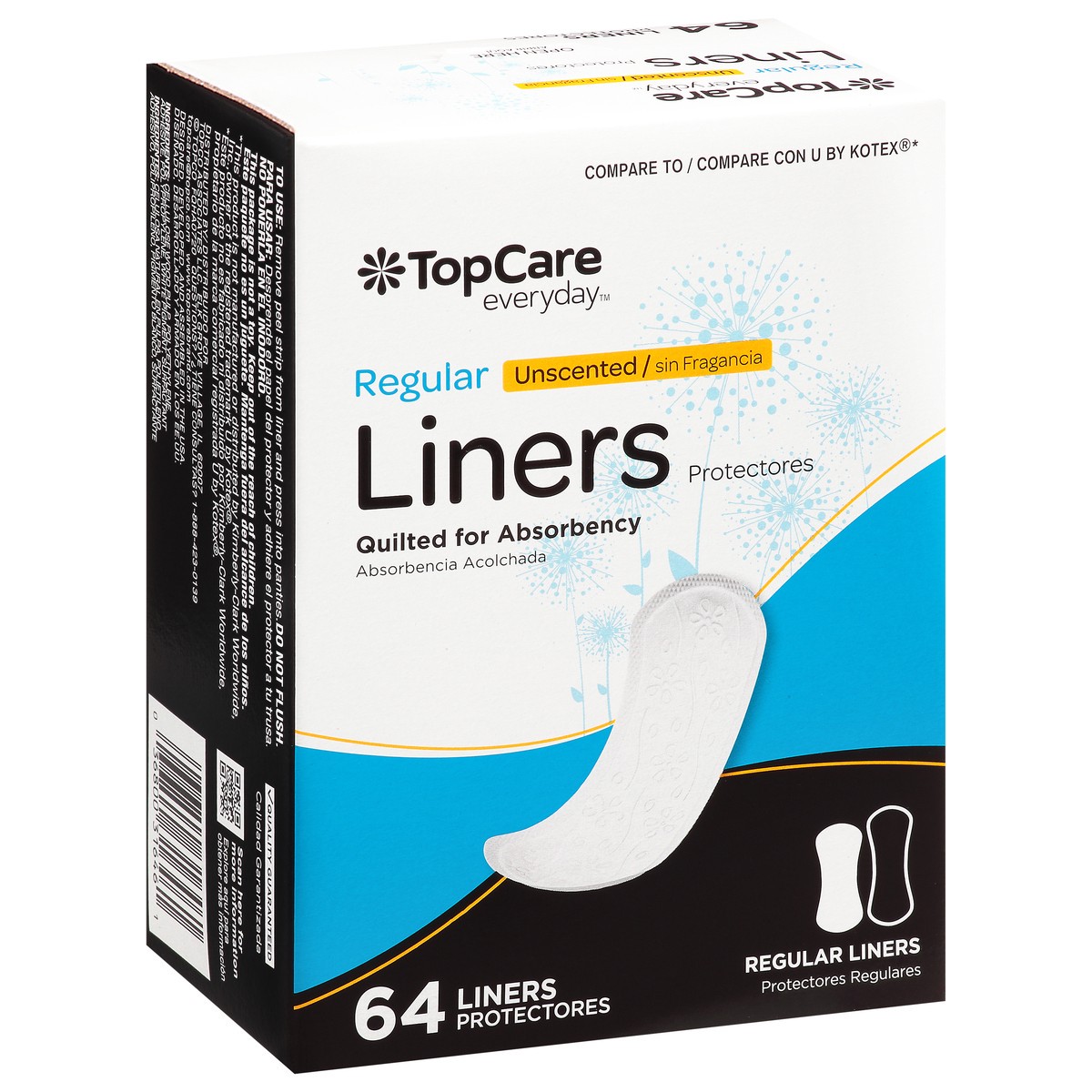 slide 10 of 18, Topcare Everyday Regular Unscented Liners 64 ea, 64 ct