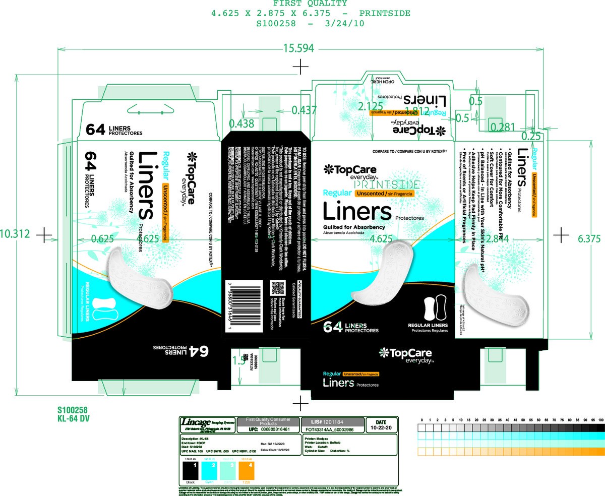 slide 15 of 18, Topcare Everyday Regular Unscented Liners 64 ea, 64 ct