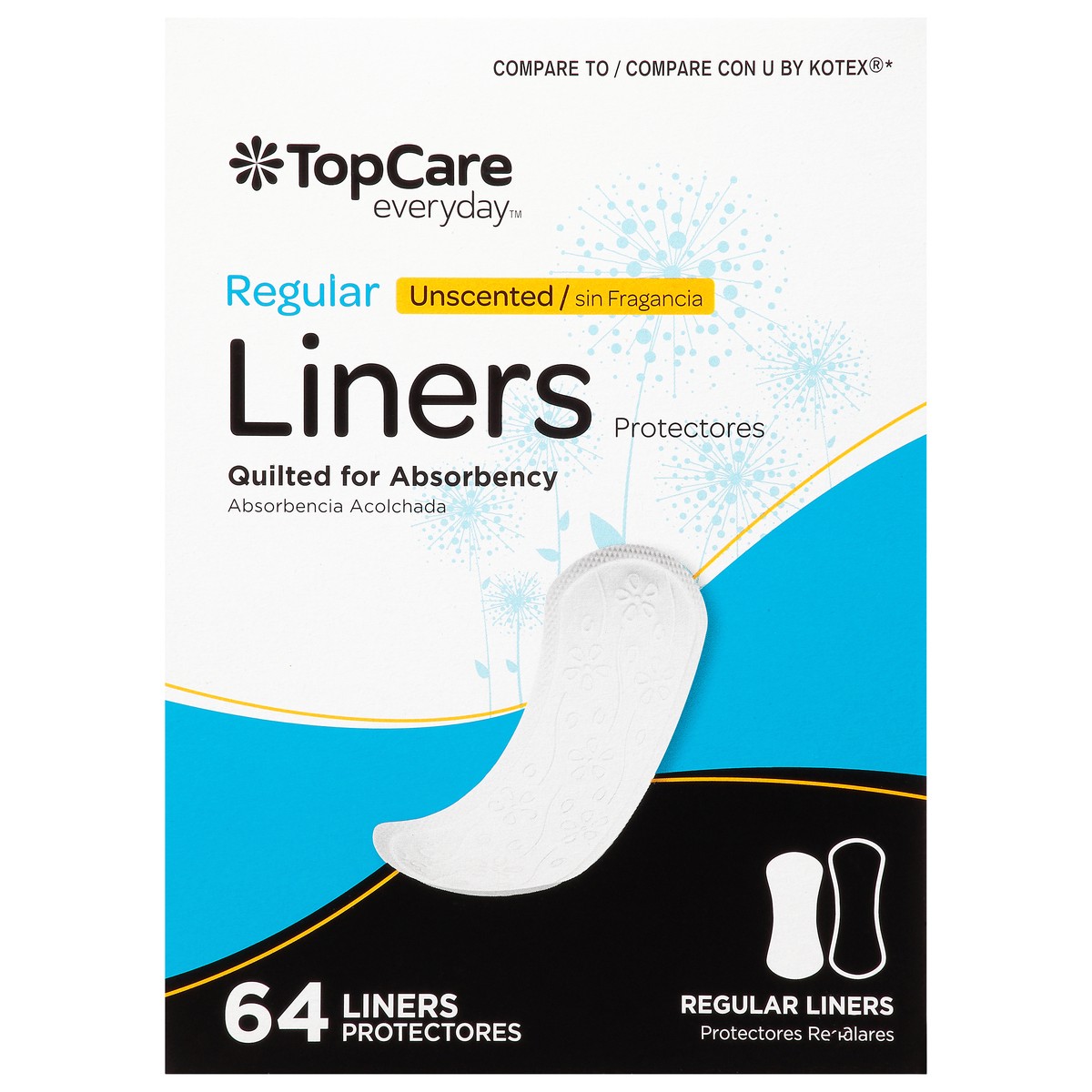 slide 2 of 18, Topcare Everyday Regular Unscented Liners 64 ea, 64 ct