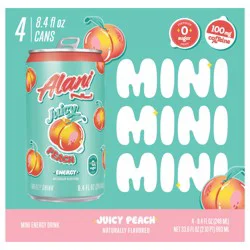 Alani Nu Energy Drink Mini Juicy Peach 8.4oz 4pk