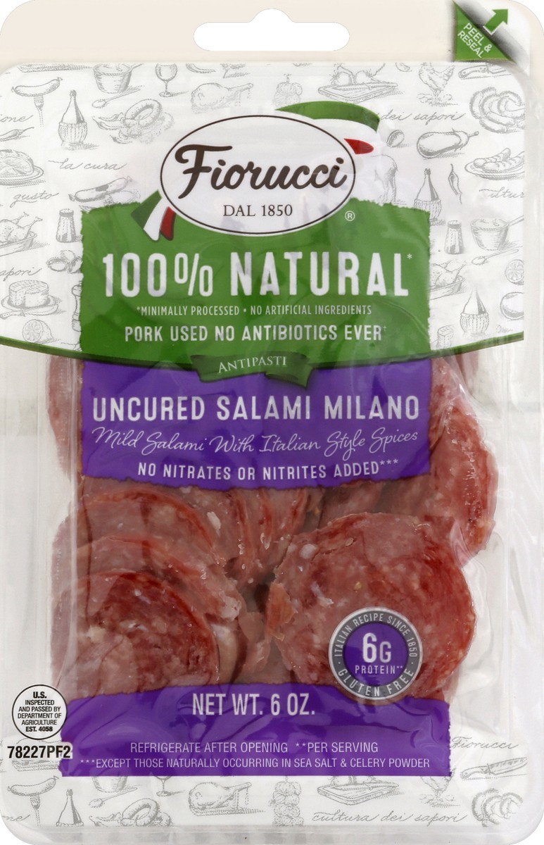 slide 7 of 7, Fiorucci Uncured Salami Milano, 6 oz