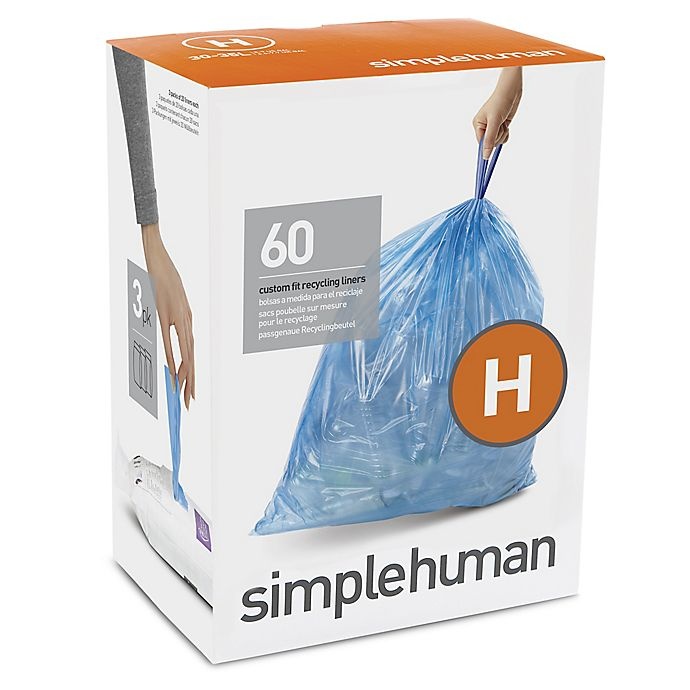 slide 2 of 3, simplehuman Code H 30-35-Liter Custom-Fit Recyclable Liners - Blue, 240 ct