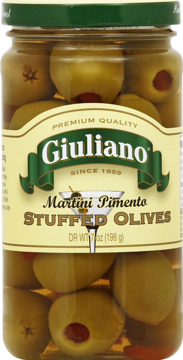 slide 2 of 2, Giuliano Stuffed Olives Martini Pimento, 7 oz