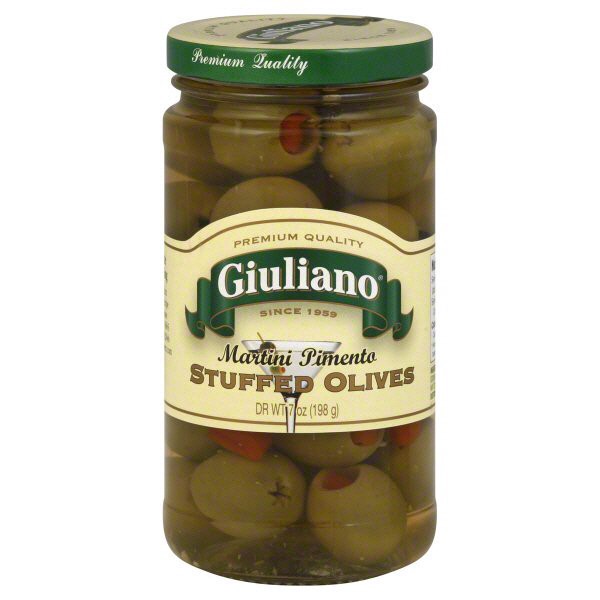 slide 1 of 2, Giuliano Stuffed Olives Martini Pimento, 7 oz
